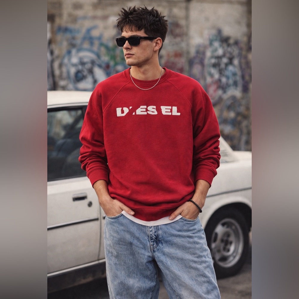 Vintage Diesel Red Logo Crewneck Sweatshirt – 90s Style